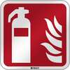 Panneau de sécurité ISO — Extincteur d'incendie, F001, Revêtement réfléchissant laminé, 390x390mm, 0